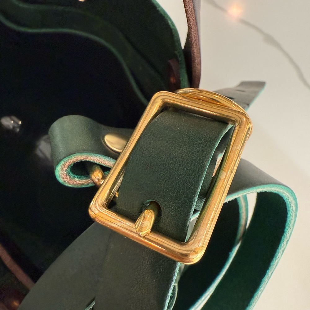 KMM & Co. handmade in USA mini leather tote-green cheaha - Picture 5 of 6